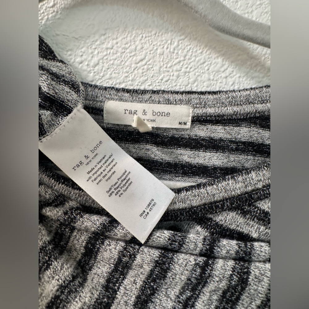 Rag & bone The Knit Striped Long-Sleeve Tee grey black size medium - Picture 5 of 7